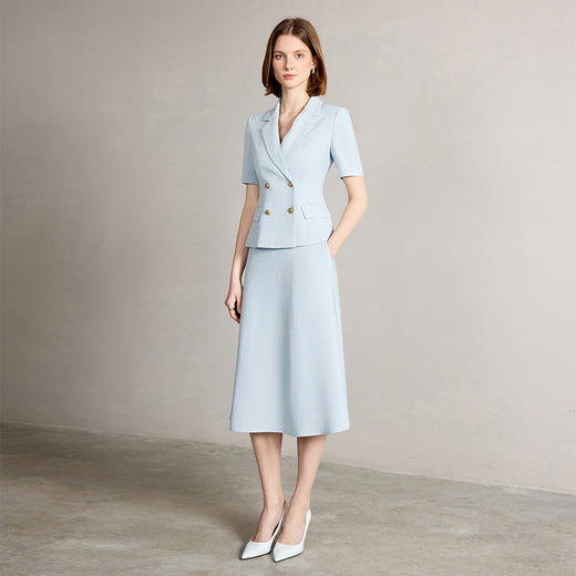 IWY/清新蓝色西装套裙女夏季短袖职场通勤伞裙两件套工作服CS2268 商品图3