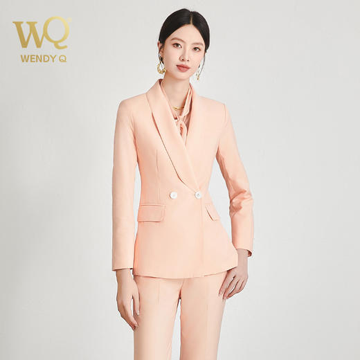 wq高端桔色西装套装女微喇裤正装春季 商品图0