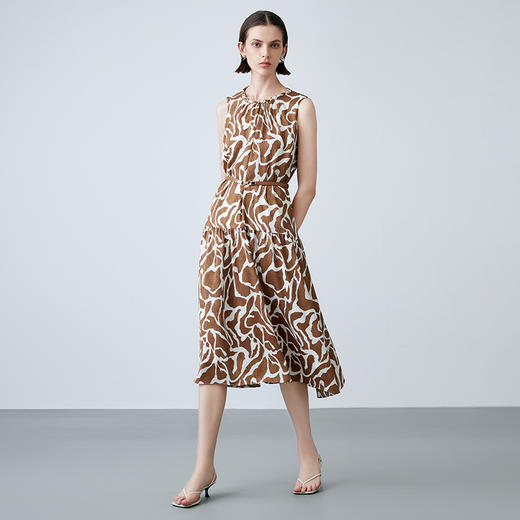 EITIE爱特爱夏季新款收腰显瘦通勤百搭a字印花连衣裙7807545 商品图1