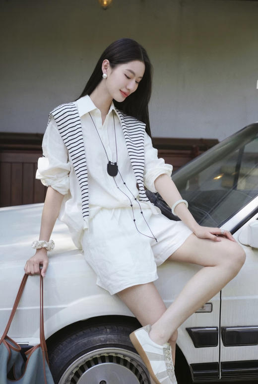 517-3 小禾 宽松落肩袖亚麻衬衫 胖瓜穿M 商品图14