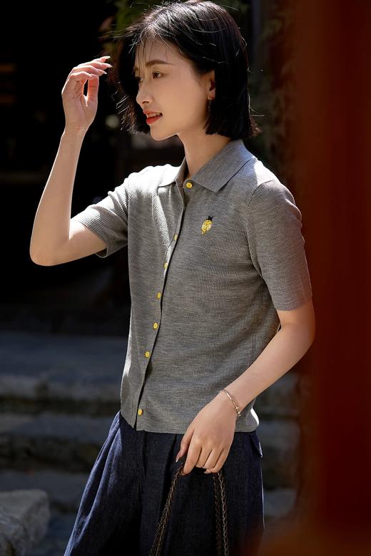 小虫刺绣钉珠桑蚕丝天丝混纺针织上衣开衫 商品图7