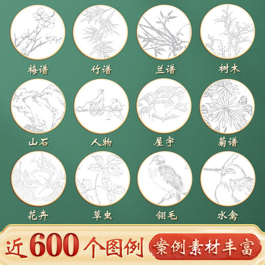 芥子园画谱国画描摹本入门山水篇人物篇梅兰竹菊动物花卉控笔工笔国风古风美术套装图册工具描红书初学者画画临摹画册毛笔练习教材 商品图8
