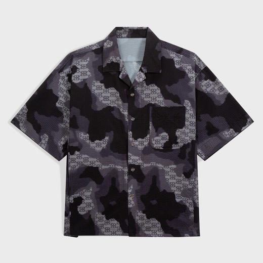 GXG男装 深咖色迷彩印花短袖衬衫 时尚潮流夏季热卖印花衬衫G24X232025 商品图4
