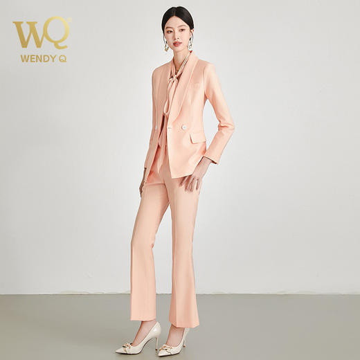 wq高端桔色西装套装女微喇裤正装春季 商品图3