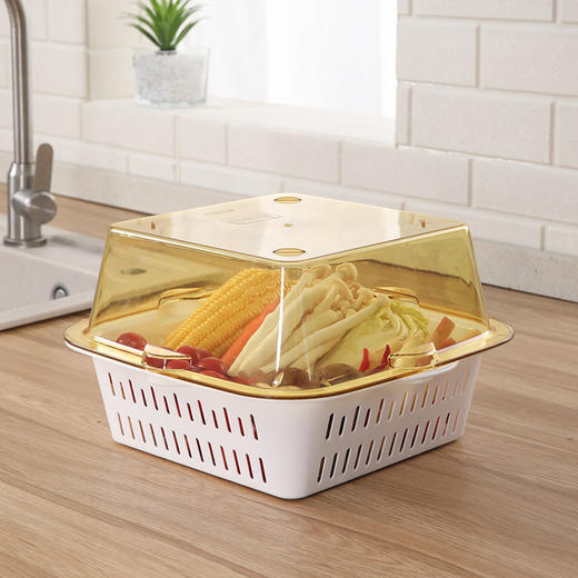 【沥水篮】美丽雅洗水果盆厨房淘菜滤水双层可堆叠漏盆大号（颜色随机） 商品图4