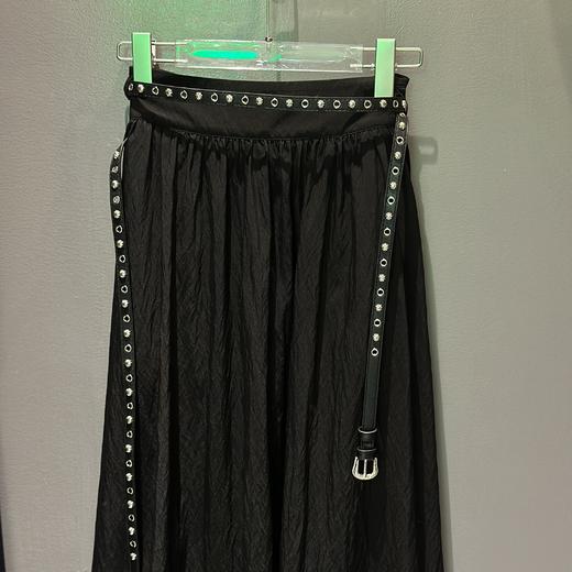 （无金属皮带）NC压褶中长半裙50419（黑）夏季152540040321 商品图3