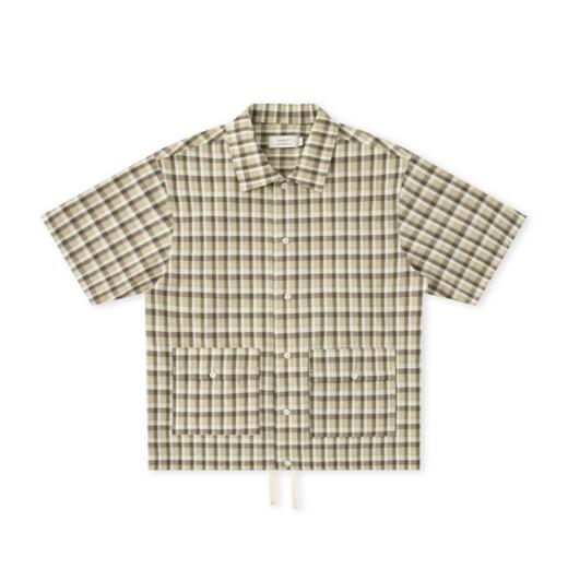 EviStub/E-5CCS230/进口色织格纹抗皱垂感复古日系古巴领短袖衬衫 商品图5