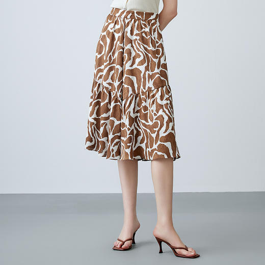 EITIE爱特爱夏季新款印花通勤显瘦a字半身裙7806512 商品图3