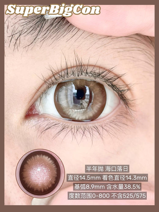 【新品半年抛】SUPERBIGCON-半年抛新品-海口落日 棕-14.5mm【0-800度 无525/575】 商品图0