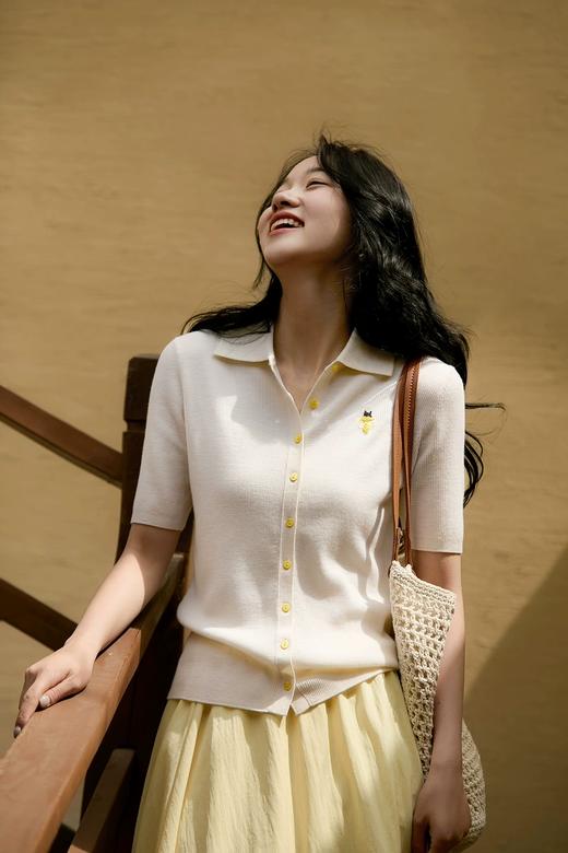 小虫刺绣钉珠桑蚕丝天丝混纺针织上衣开衫 商品图2