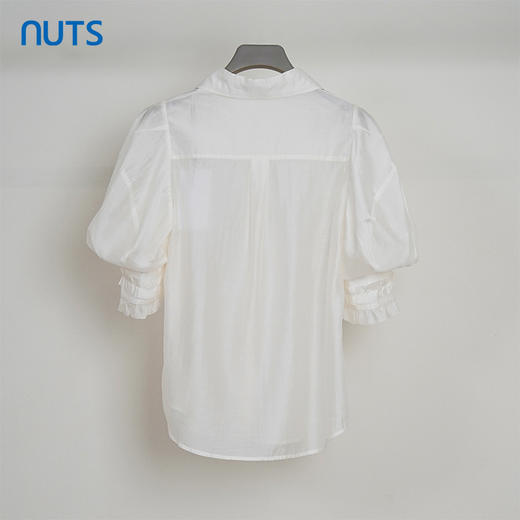 NUTS夏季新品纯色时尚优雅气质设计感百搭短袖衬衫429011358 商品图1