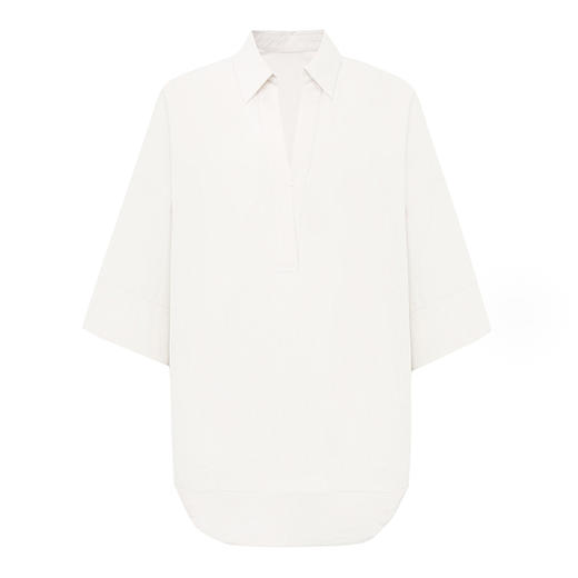 【2件9折】【Petit Bari】(多色)高阶气质箱型翻领V领短袖衬衫 商品图1