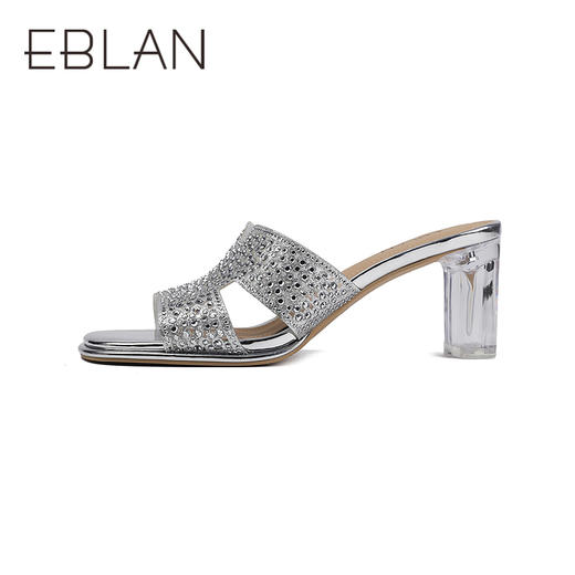 伊伴夏季H造型星光钻面凉拖透明高跟凉鞋B25350112 商品图1