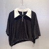 NC翻领拉链下摆不规则小衫50410（黑）夏季152530050321 商品缩略图3