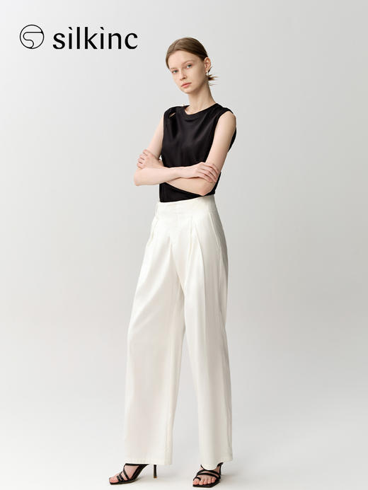 丝所｜S23G025 惊鸿斜襟丝棉宽松长裤［ 白 ] 商品图9