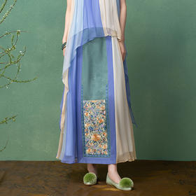 【林栖设计小店】冰清玉洁真丝改良马面裙绣花新中式2025夏季新品桑蚕丝半身裙女1952018