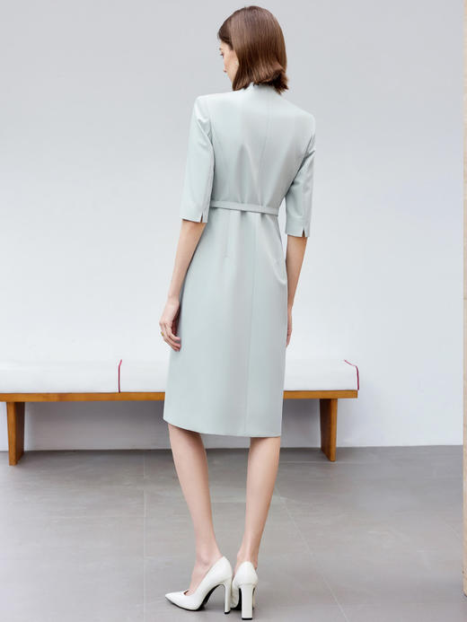 浅蓝色V领轻职业连衣裙高端大气上档次 商品图4