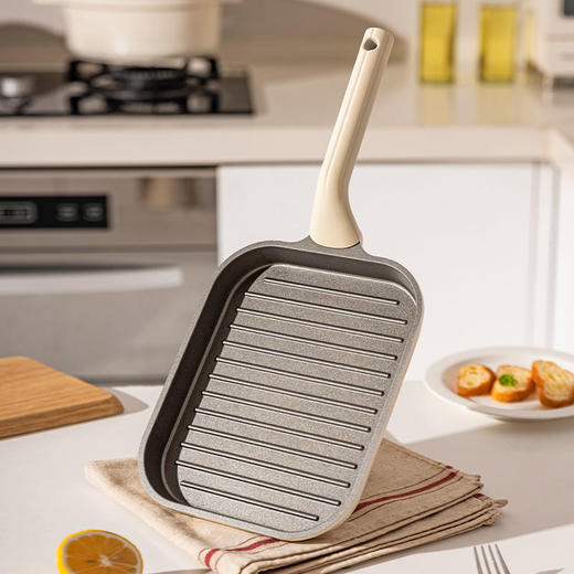 摩登主妇钛陶瓷牛排煎锅煎无涂层家用电磁炉牛扒专用平底锅不粘锅 商品图0