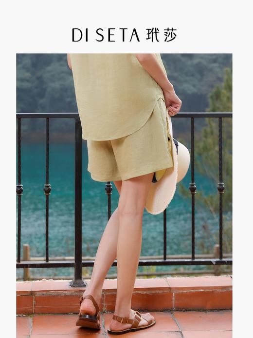 玳莎宽松苎麻短裤女2025年夏季新款薄款休闲百搭直筒松紧腰裤子 FB36104 商品图2