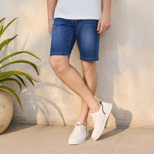 半身缘男裤 夏季商务简洁耐看五分牛仔短裤252201B70103716 商品图2