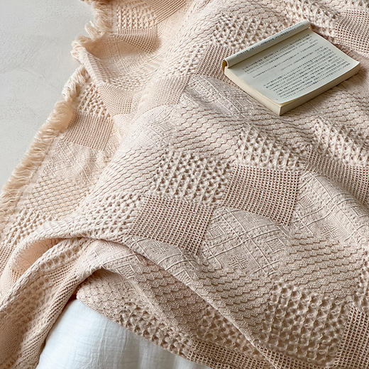 【换季出清】自然醒杜克天丝棉华夫格提花流苏毯轻奢高级感沙发毯子午睡毯盖毯毛巾被空调毯床尾巾MT 商品图12