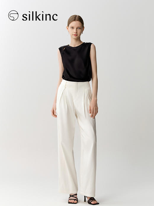 丝所｜S23G025 惊鸿斜襟丝棉宽松长裤［ 白 ] 商品图8