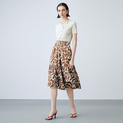 EITIE爱特爱夏季新款印花通勤显瘦a字半身裙7806512 商品图1