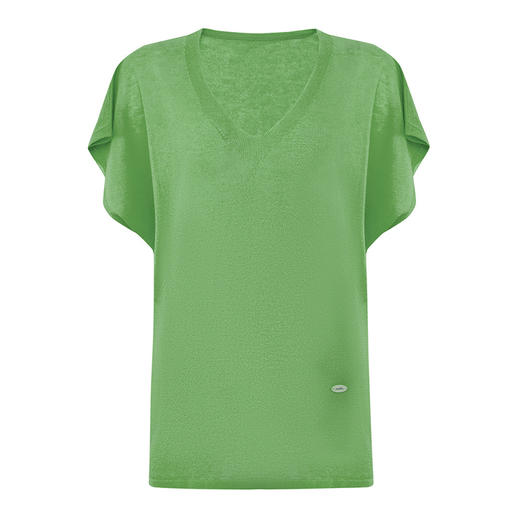 【2件9折】【Petit Bari】(多色)慵懒松弛V领莱赛尔亚麻上衣短袖 商品图3