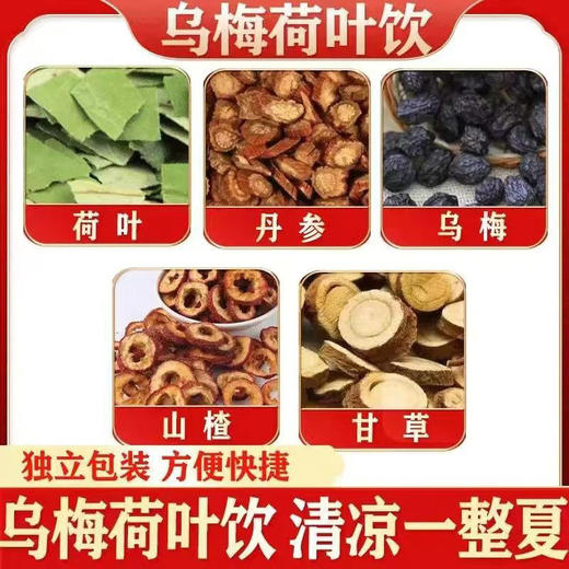【19.9抢20包❗乌梅荷叶饮】清凉一整夏，原方配比真材实料，质量看到紧实无杂，荷叶丹参山楂甘草酸梅汤原材料包乌梅汤包QQ 商品图1