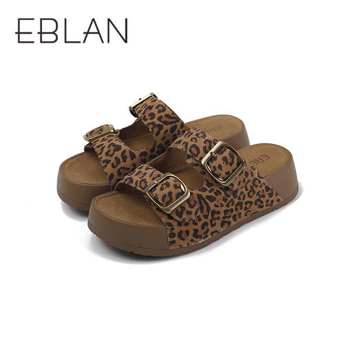 伊伴夏季懒人勃肯牛绒鞋面松弛厚底慵懒感凉鞋B25383309 商品图4