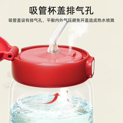 【5F】YEEHOO英氏 儿童保温杯婴儿吸管杯幼儿园水杯小学生上学专用喝水杯直饮杯 中国红礼盒装 一杯双盖 480ml 商品图8