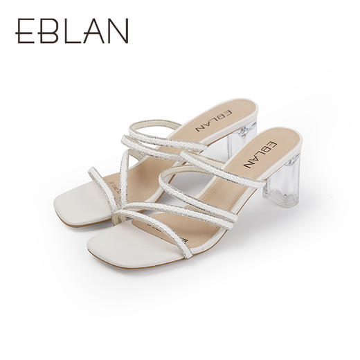 伊伴夏季趣味编织条带鞋面复古设计知性方头凉鞋B25382361 商品图4