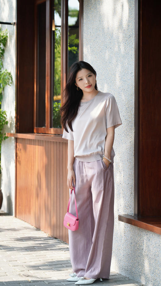 现货 臣禾	【醋酸裤】自在松弛松紧腰休闲裤	高腰垂坠JZ252060193 商品图1