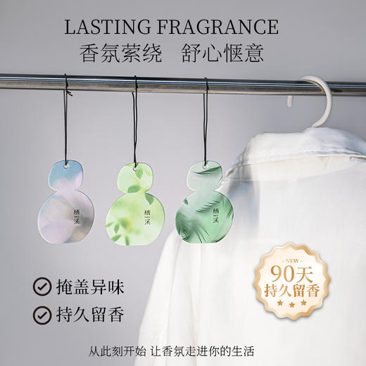 栖溪秘境香卡  家用室内挂件持久留香 雪浸山茶/晚风白茶/北境雪松 2片装 商品图3