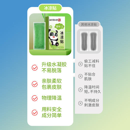 【买一送一❗南京同仁堂冰凉贴】加厚凝胶物理降热 ，植物萃取精华，冰凉舒适温和不刺激，不易掉胶，降温清凉贴夏季军训解暑降温贴手机散热贴QQ 商品图2