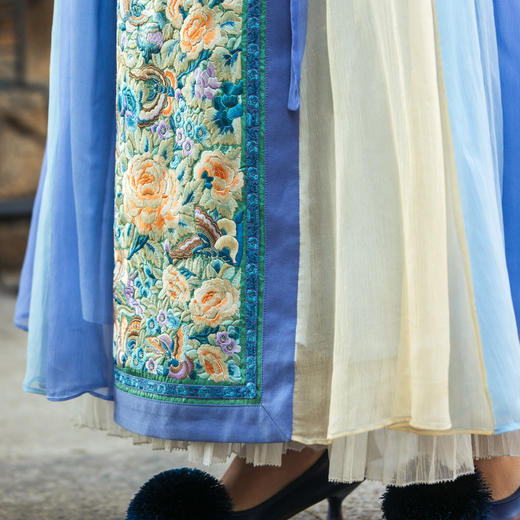 【林栖设计小店】真丝马面连衣裙钩花绣花新中式国风2025夏季新品桑蚕丝女1952092 商品图6