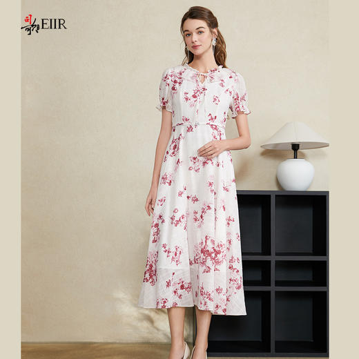 司歌提花雪纺收腰连衣裙中长裙A911087X 商品图0