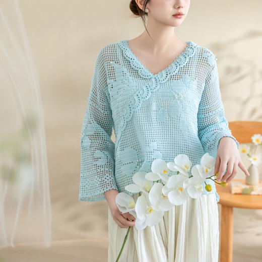 苏苏姐家花满溪交领小衫手工DIY钩针蕾丝线上衣毛线团自制材料包 商品图2