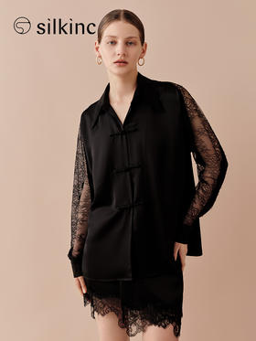 丝所｜24W020A  丝路系列-蕾丝衬衫［ 黑 ]