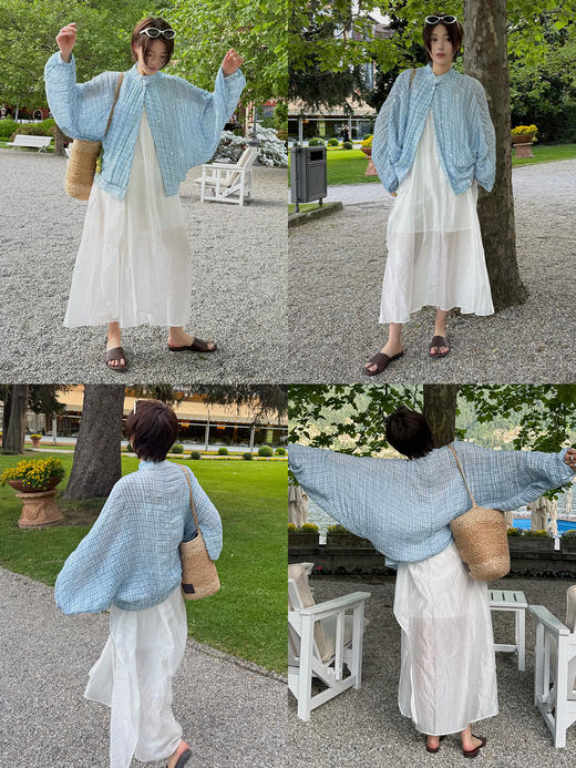 HIDEMI极简设计感呼吸感轻柔飘逸丝巾绑带式进口可再生纤维莱赛尔吊带连衣裙长裙 白色/巧克力色/几何印花 商品图1