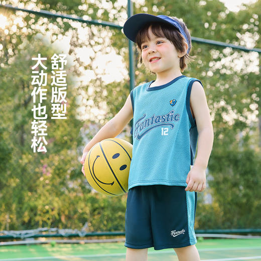 嘟嘟家儿童网眼背心套装男童短袖短裤小童儿童夏装新款婴儿衣服 商品图3