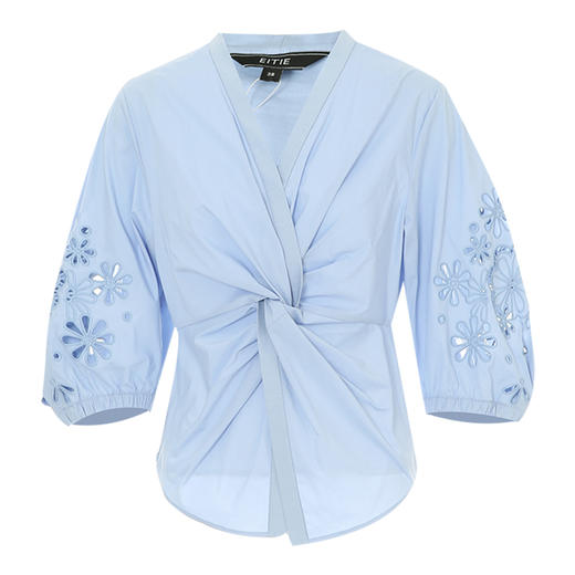 EITIE爱特爱夏季新款气质修身V领扭结设计上衣7713409 商品图10