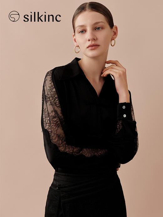 丝所｜24W020A  丝路系列-蕾丝衬衫［ 黑 ] 商品图2