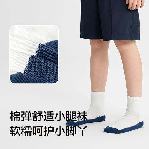 巴拉巴拉儿童袜子男童中筒袜女童学生袜基础打底柔弹不勒脚五双装 商品图3