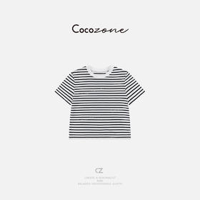 COCO ZONE 刘一一 2025新款正肩条纹设计感显瘦短袖T恤ACD1A0320