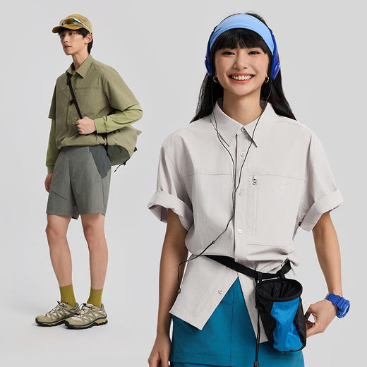 TECTOP/探拓户外防晒短袖衬衫男女款夏季防泼水工装徒步透气衬衣 商品图2