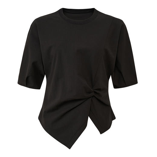 【2件9折】【Petit Bari】(多色)不对称解构设计扭结短袖上衣 商品图3