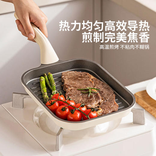 摩登主妇钛陶瓷牛排煎锅煎无涂层家用电磁炉牛扒专用平底锅不粘锅 商品图3
