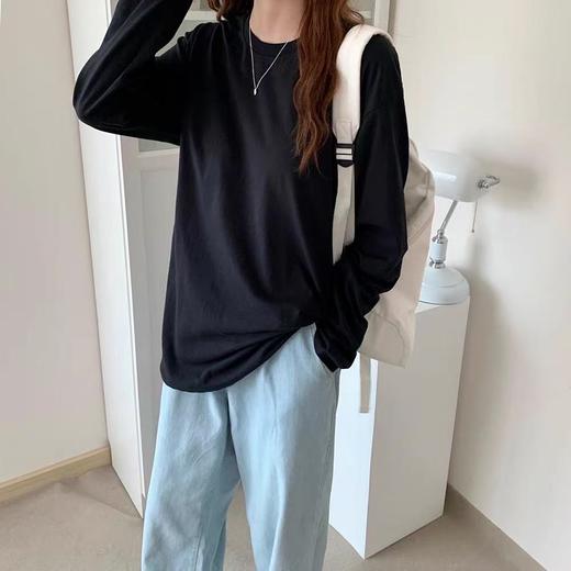  冰点价！仅限11.11！退货勿拍～薄款精梳棉男女同款中长黑白简约长袖T恤-喜出 商品图6