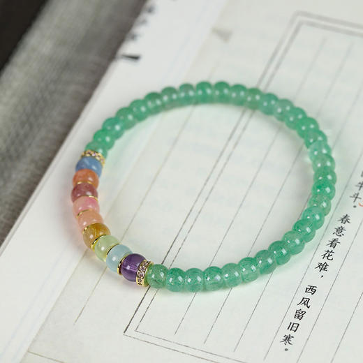 和鸣天然绿草莓晶多宝手串 商品图4